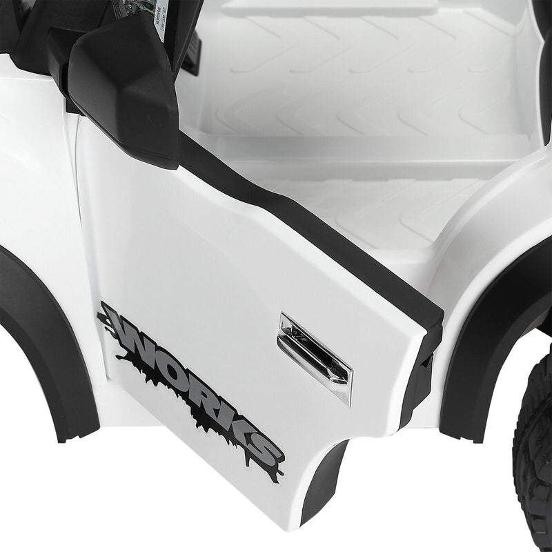 Electric 12V Kids Ride On Pickup Truck with MP3, LED Lights, and 6 Wheels in White and Pink