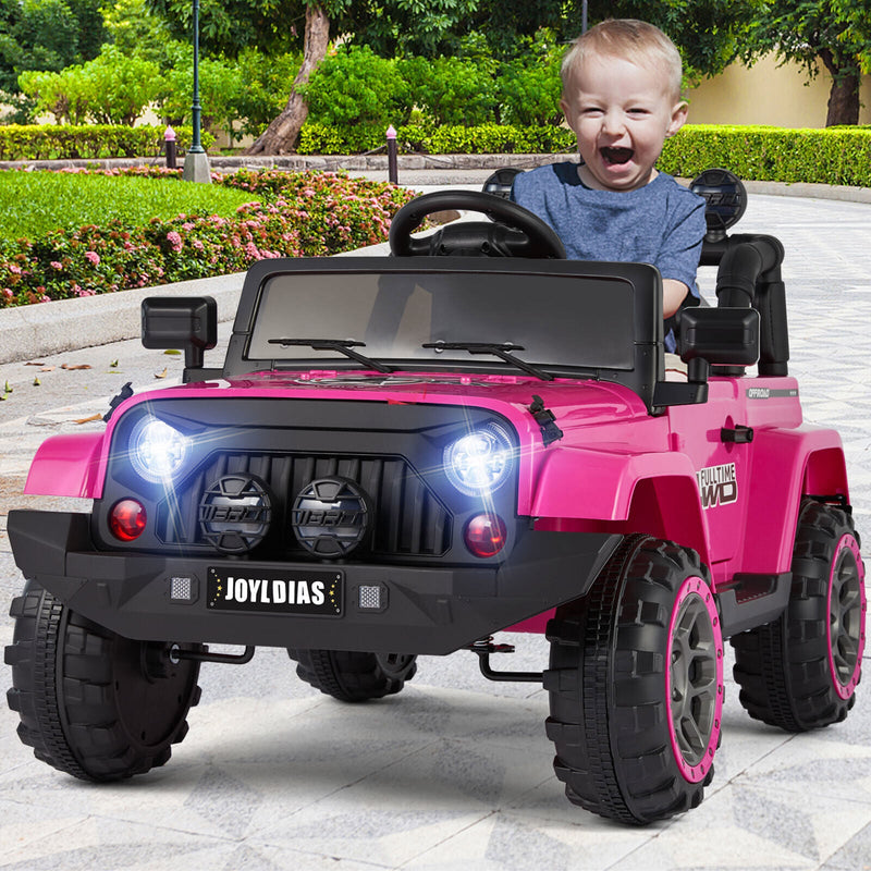 Electric 12V Pink Kids Ride On Jeep with USB, LED, Bluetooth, and RC Control
