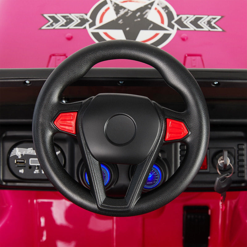Electric 12V Pink Kids Ride On Jeep with USB, LED, Bluetooth, and RC Control