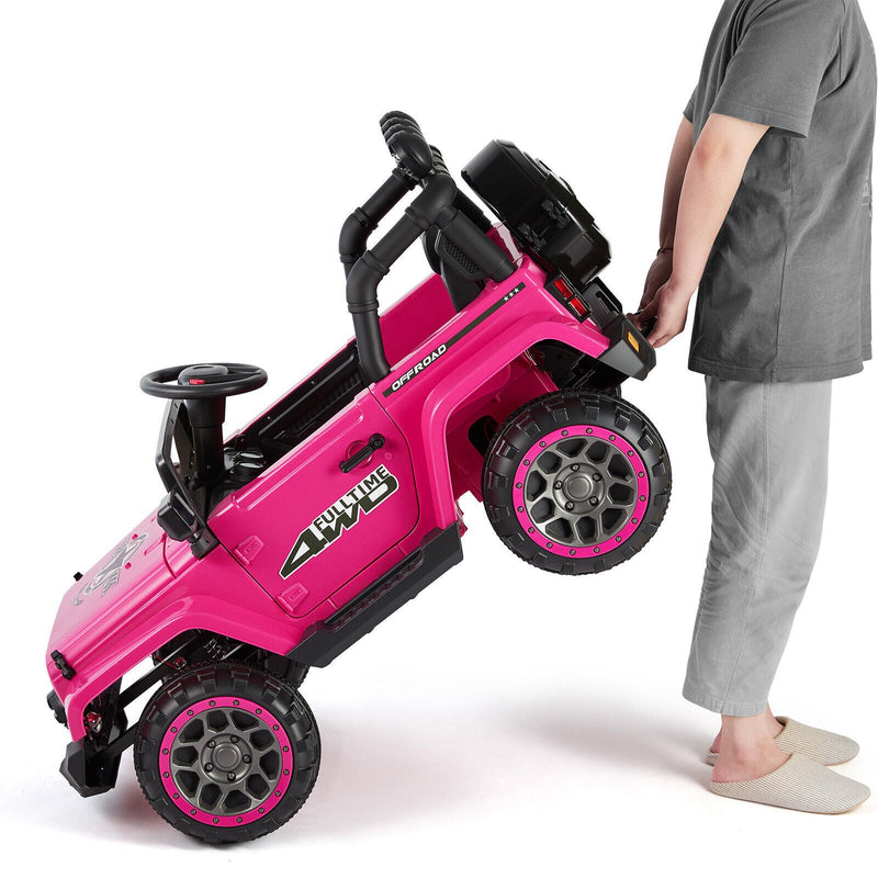 Electric 12V Pink Kids Ride On Jeep with USB, LED, Bluetooth, and RC Control