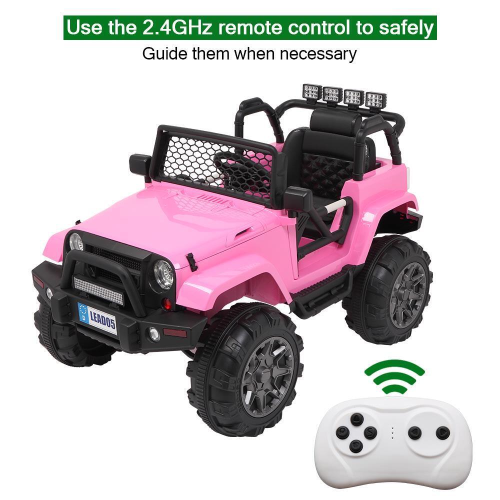 Electric 12V Rechargeable Truck Car with 4 Pink Wheels and 3.7mph Max Speed