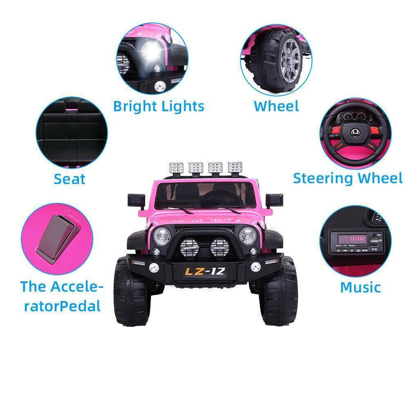 Electric 12V Ride-On Toy Car for Kids with Remote Control - 3 Speeds, Pink