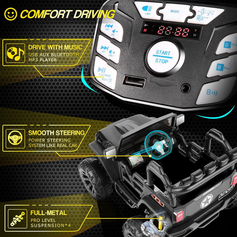 Electric 2-Seater Jeep for Kids with 400W Motor and LED Lights - 24V Ride-On Truck Car