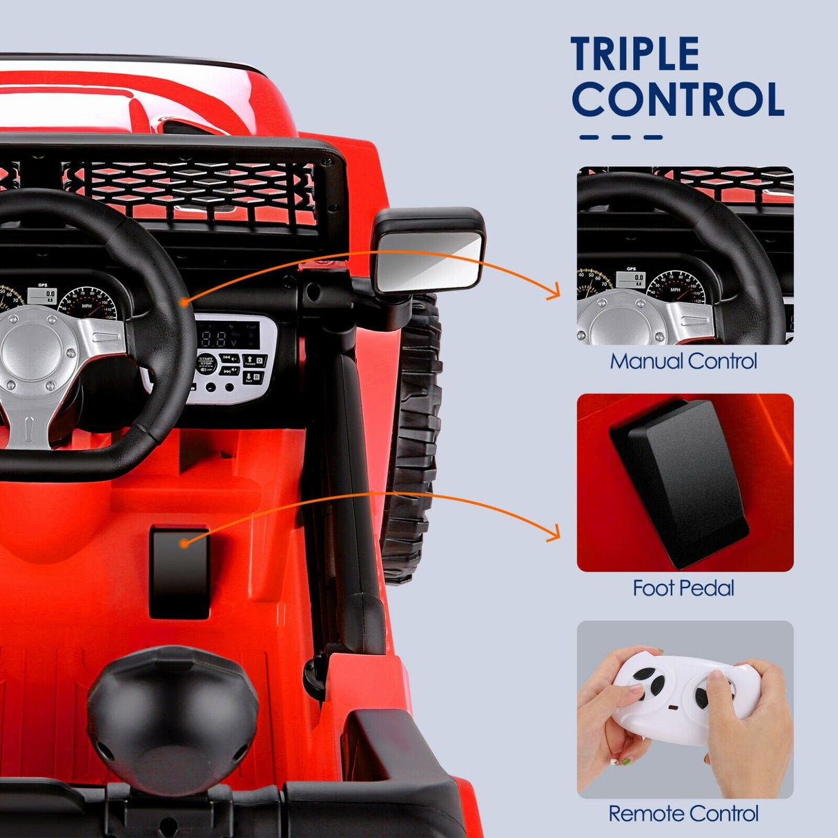 Electric Kids Ride On Car Power Wheels Jeep 2 Seater with 12V 7Ah Battery