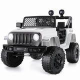 12V Electric Kids Ride-On Truck with MP3, LED Lights, and Remote Control - 2 Seater Jeep Car