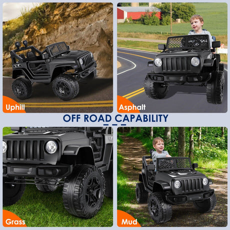 12V Electric Kids Ride-On Jeep with MP3, LED Lights, and Remote Control - 2 Seater Toy Vehicle