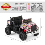 Electric 2-Seater Kids Ride On Truck Tractor with Trailer and Remote Control - 3 Speeds, Pink