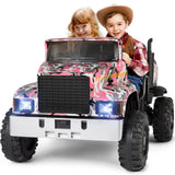 New Pink Camo 24V Battery Kids Ride On Truck with Trailer and Remote Control