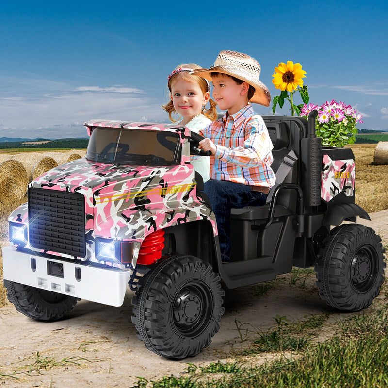 New Pink Camo 24V Battery Kids Ride On Truck with Trailer and Remote Control