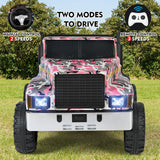 New Pink Camo 24V Battery Kids Ride On Truck with Trailer and Remote Control