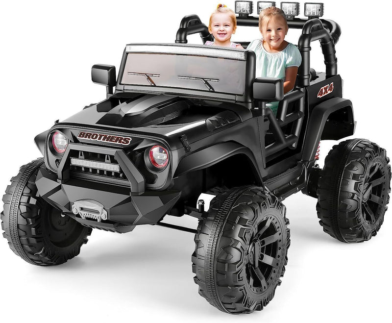 Electric 2-Seater Kids Ride-On Truck with 400W Motor and LED Lights - 24V Jeep Car