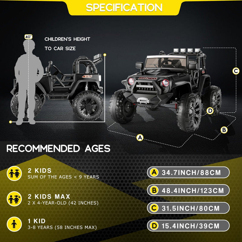 Electric 2 Seater Kids Ride On Truck with Remote Control and Powerful 200W Motors - 3 Speed Options and Long-Lasting 9AH Battery