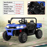 Electric 2 Seater UTV Dump Truck with Remote Control and Functional Dump Bed