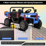 Electric 2 Seater UTV Dump Truck with Remote Control, Dump Bed, and Shovel - Blue