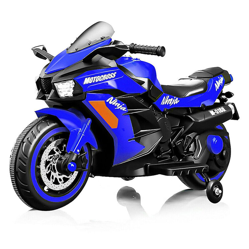 Electric 2-Wheel Kids Motorbike with Music and LED Lights - 12V Battery Powered