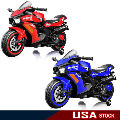 Electric 2-Wheel Kids Motorbike with Music and LED Lights - 12V Battery Powered