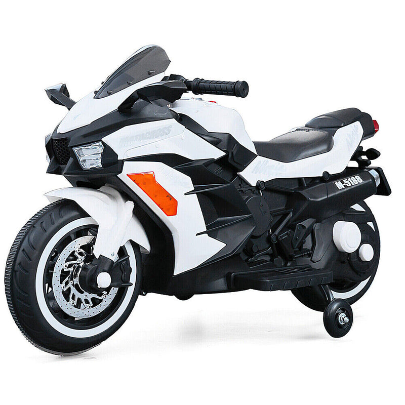 Electric 2-Wheel Kids Motorbike with Music and LED Lights - 12V Battery Powered