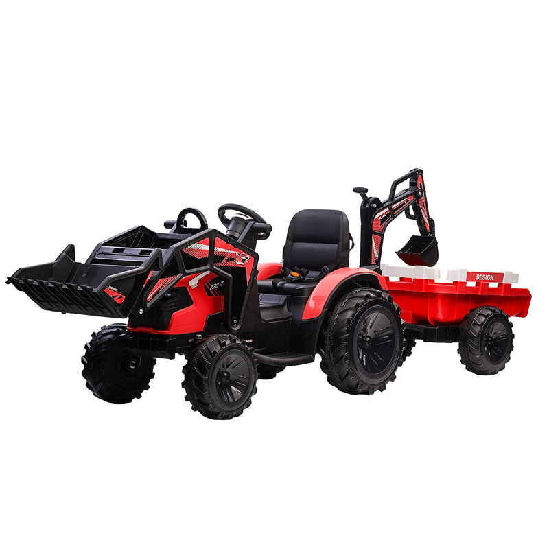 Electric 24V Tractor with Remote Control and Detachable Trailer - Perfect for Kids' Excavator Adventures!