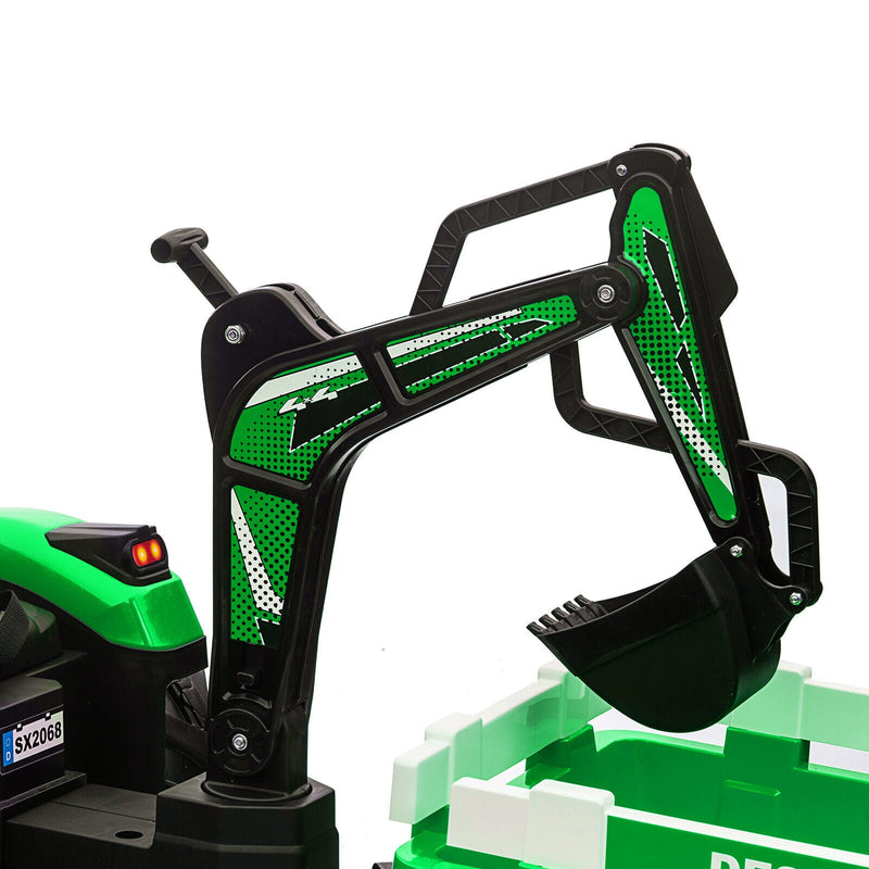 Electric 24V Tractor with Remote Control and Detachable Trailer - Perfect for Kids' Excavator Adventures!