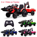Electric 3-in-1 Kids Ride On Tractor with Remote Control - Excavator, Bulldozer, and 24V Power