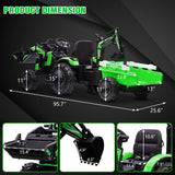 Electric 3-in-1 Kids Ride On Tractor with Remote Control - Excavator, Bulldozer, and 24V Power