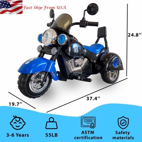 12V Electric Kids Dirt Bike with Training Wheels - Blue Motorbike for Young Riders