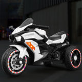 Electric 3-Wheel Kids Motorcycle with Rechargeable Battery - White