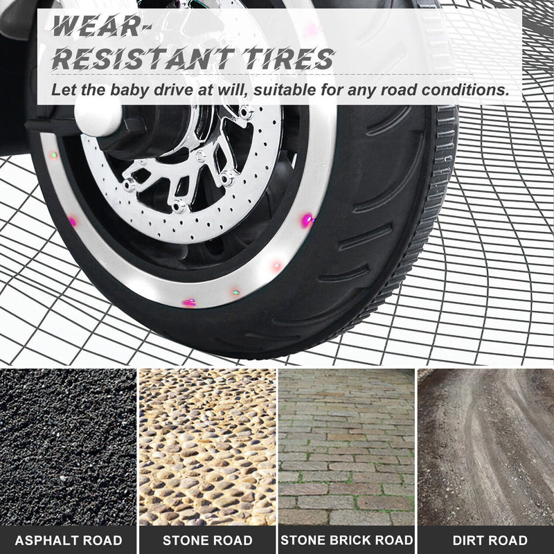 Electric 3-Wheel Kids Motorcycle with Rechargeable Battery - White