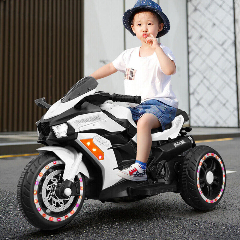 Electric 3 Wheel Motorbike for Kids with Music and LED Lights - 12V Battery Powered
