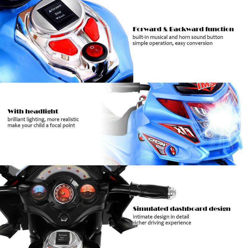 Electric 3-Wheel Motorcycle for Kids - 6V Battery Powered Ride-On Bike