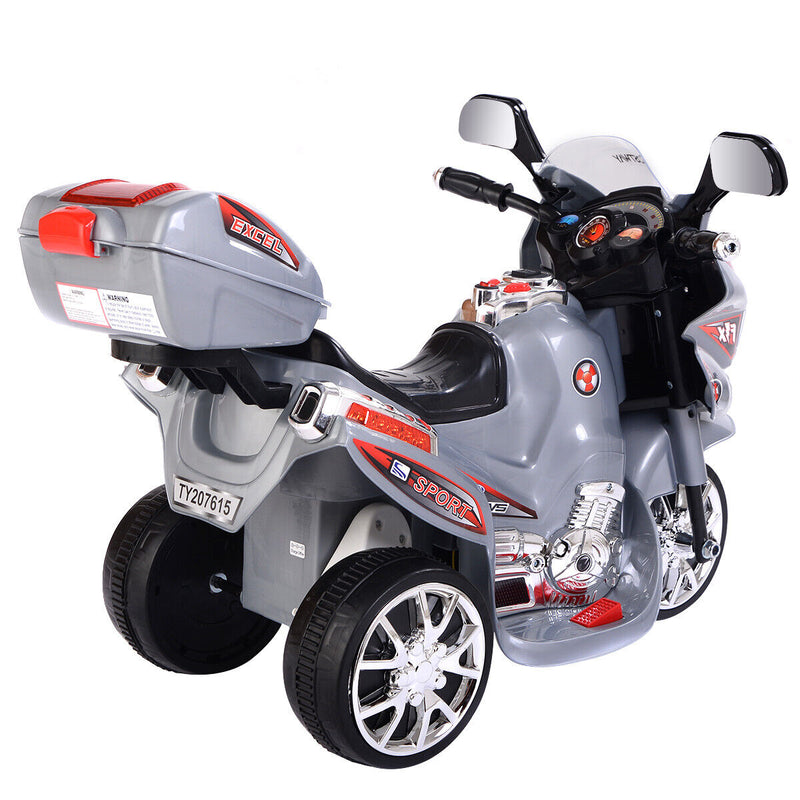 Electric 3-Wheel Ride On Motorcycle for Kids - Gray