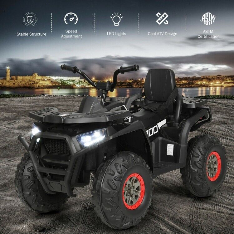 Electric 4-Wheeler ATV for Kids with 2 Speeds and LED Lights