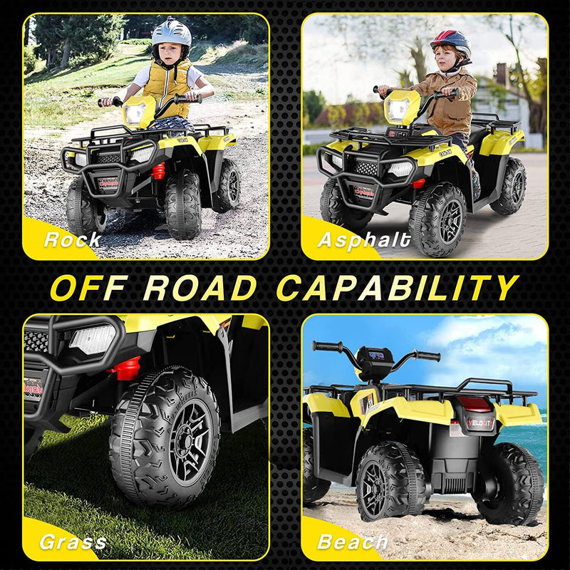 Electric ATV Quad Ride-On Car for Kids with LED Lights and USB/AUX Port
