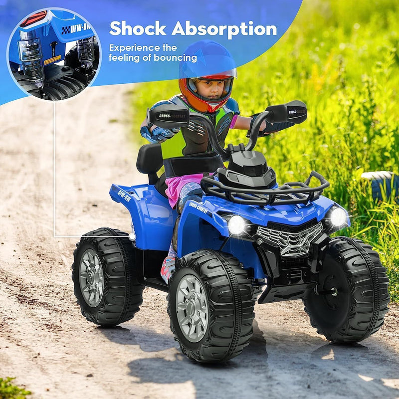 Electric 4-Wheeler ATV Quad for Kids with 2 Speeds, MP3 Player, and LED Lights