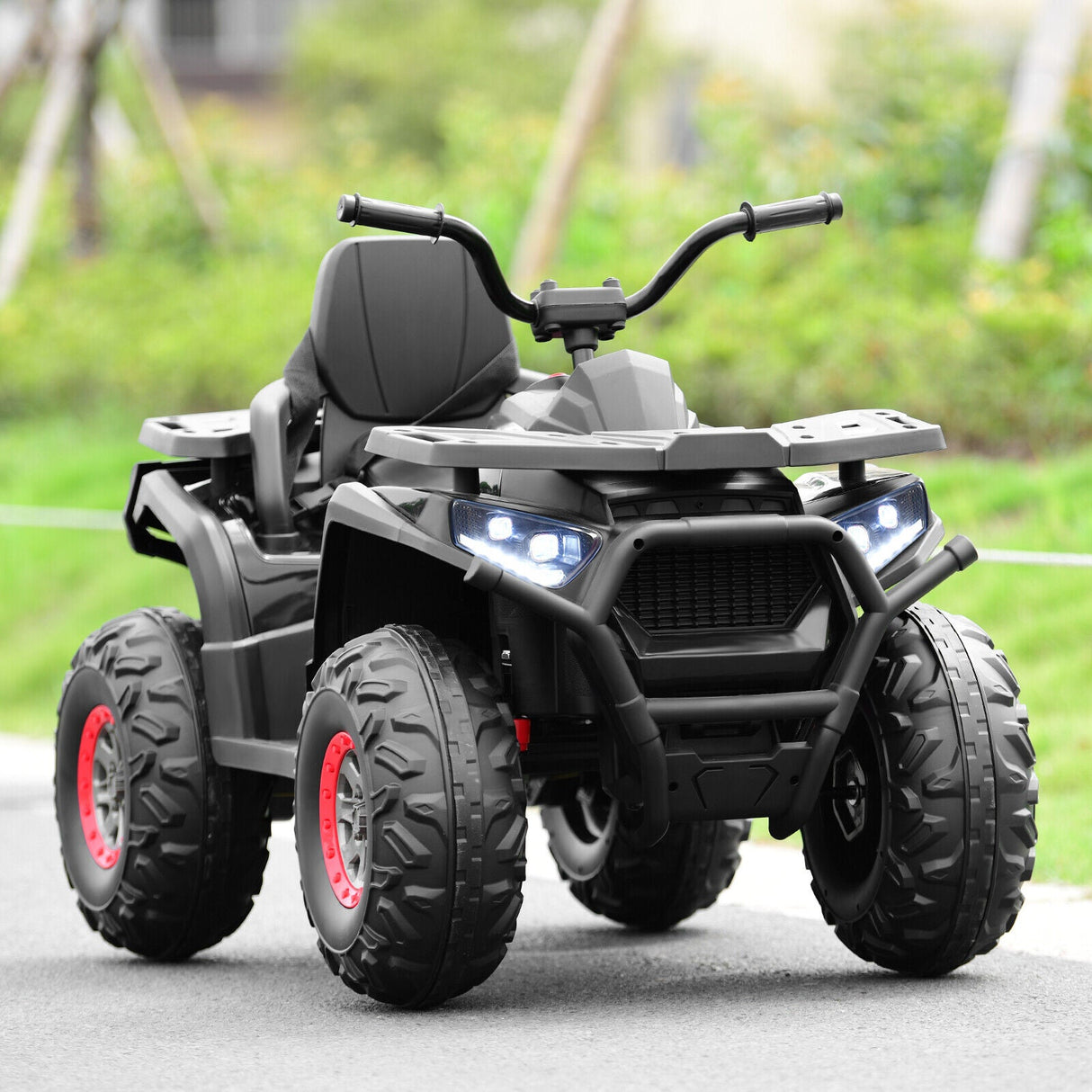 Electric 4-Wheeler ATV Quad for Kids with 2 Speeds, MP3 Player, and LED Lights - Black