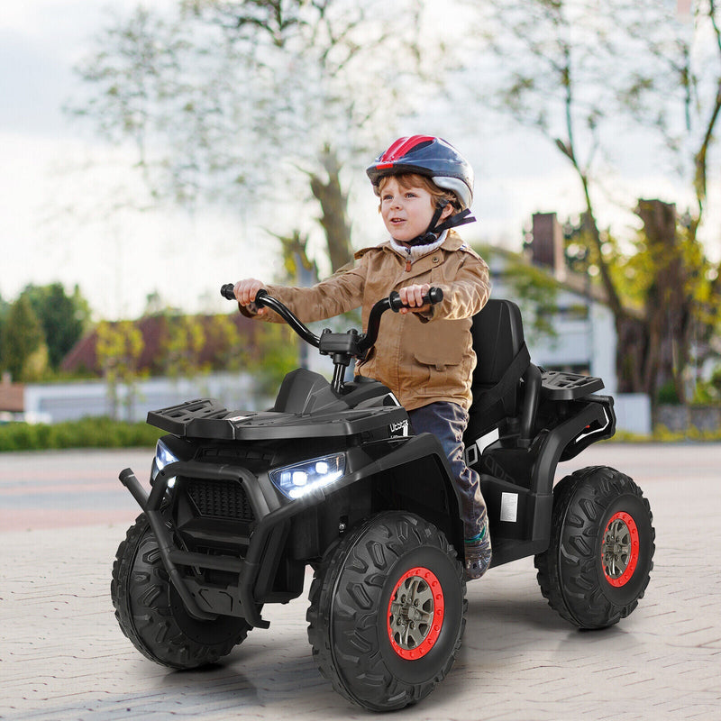 Electric 4-Wheeler ATV Quad for Kids with 2 Speeds, MP3 Player, and LED Lights - Black