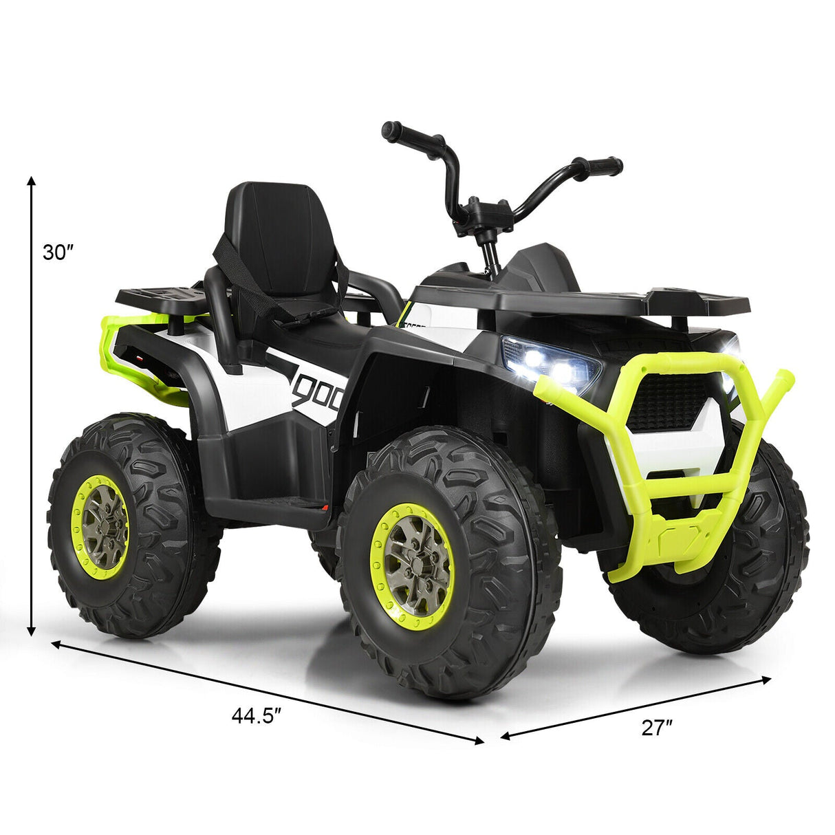 Electric 4-Wheeler ATV Quad for Kids with 2 Speeds, MP3 Player, and LED Lights - White