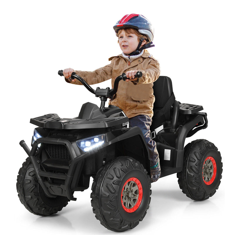 Electric 4-Wheeler ATV Quad for Kids with 2 Speeds, Music, and Lights - Black