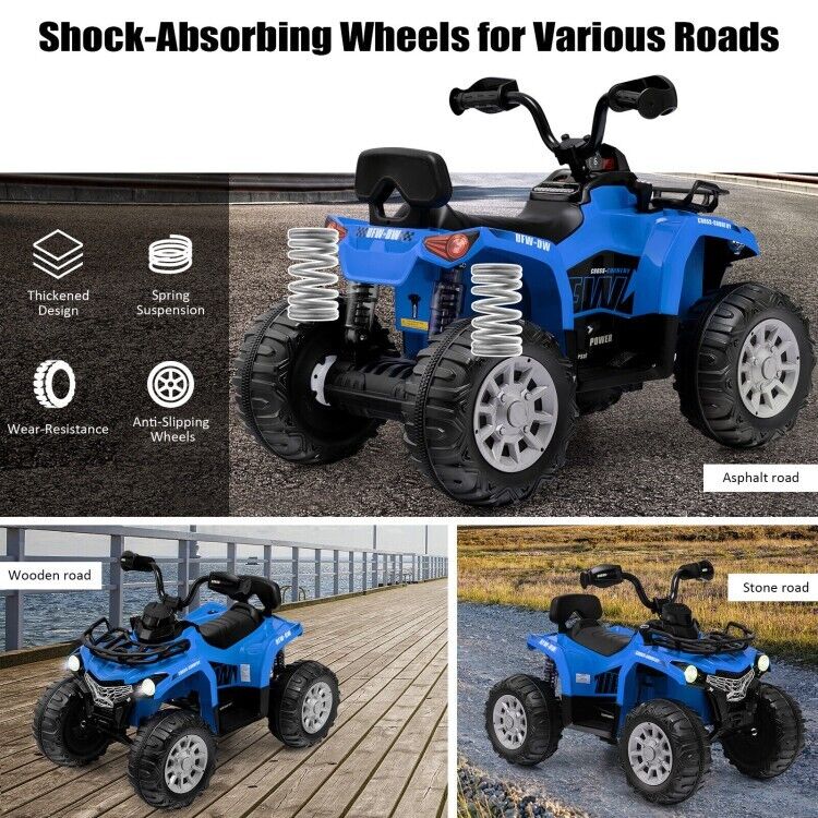 Electric 4-Wheeler ATV Quad for Kids with LED Lights, USB and MP3 Player - Perfect Gift for Boys and Girls (12V)