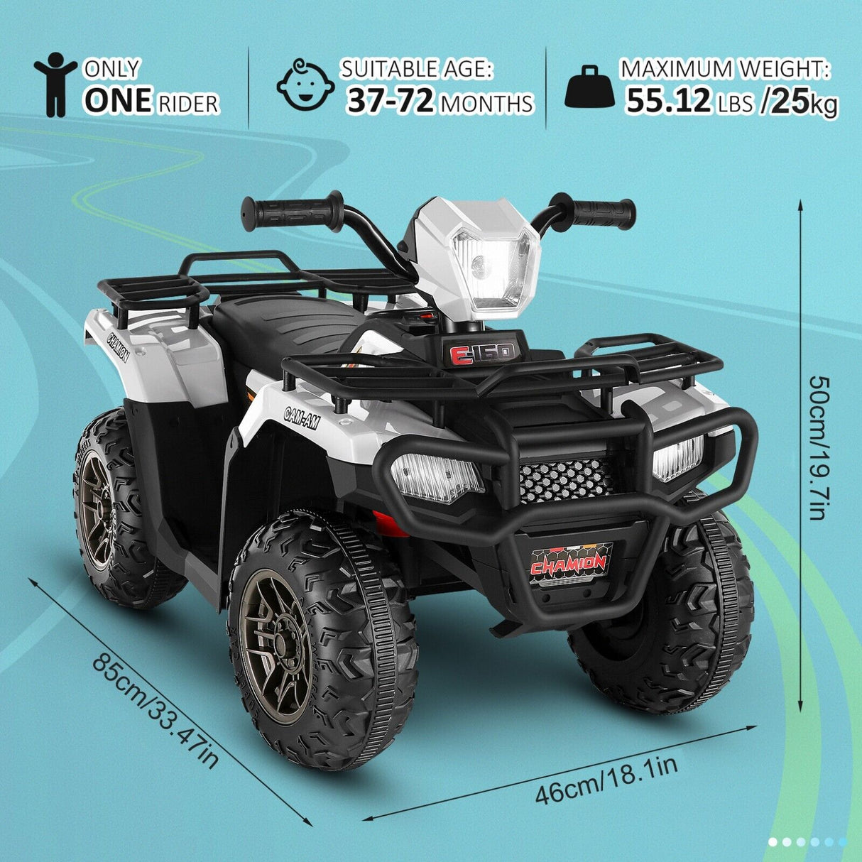 Electric 4-Wheeler ATV Quad for Kids with LED Lights, USB and MP3 Player - Suitable for Girls and Boys Aged 3-8 Years