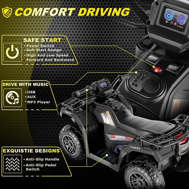 Electric 4-Wheeler ATV Quad for Kids with LED Lights, USB and MP3 Player - Suitable for Girls and Boys Aged 4-6 Years