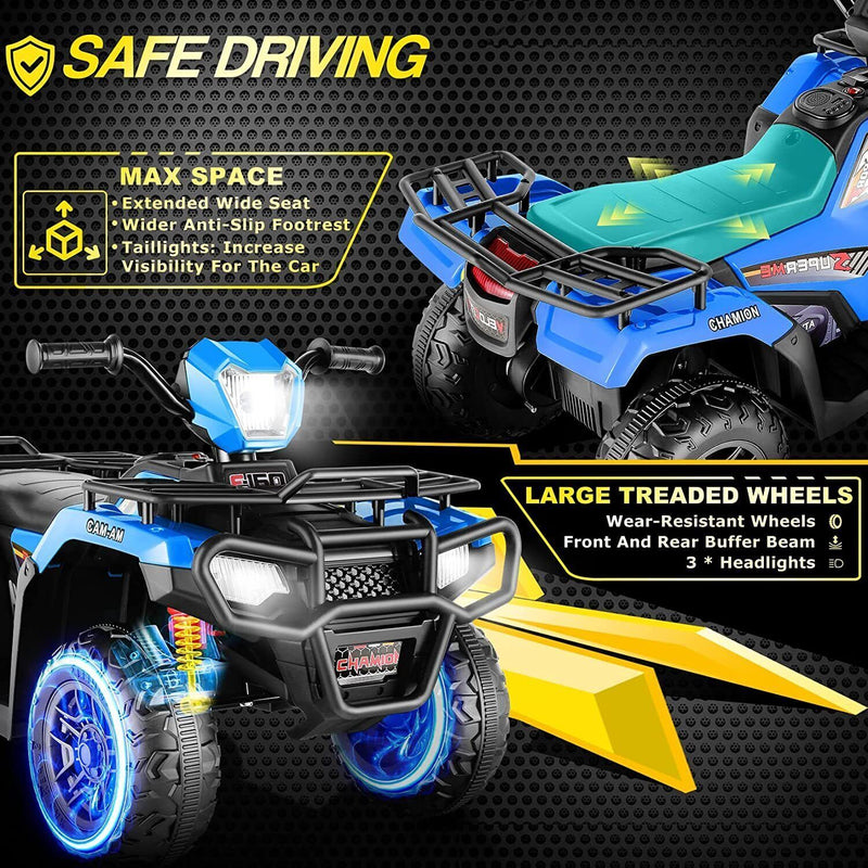 Electric 4-Wheeler ATV Quad for Kids with LED Lights, USB and MP3 Player - Suitable for Girls and Boys Aged 4-6 Years