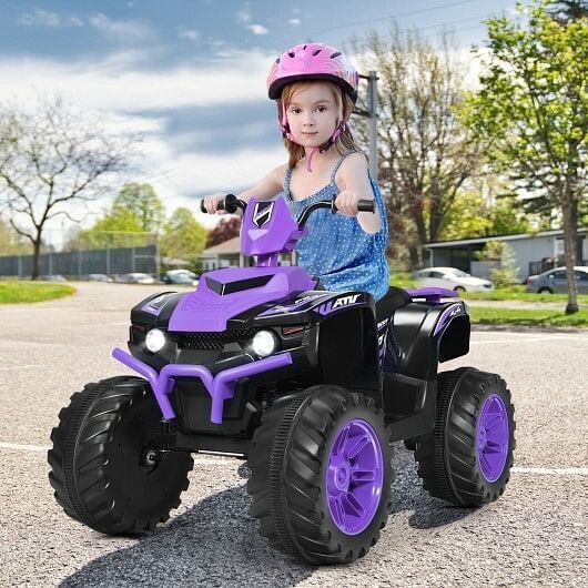 Electric 4-Wheeler ATV Quad Ride On Car for Kids - Purple with LED Light