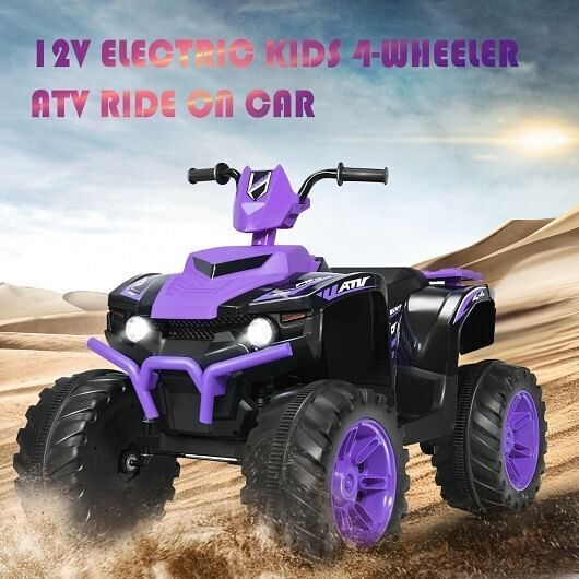 Electric 4-Wheeler ATV Quad Ride On Car for Kids - Purple with LED Light