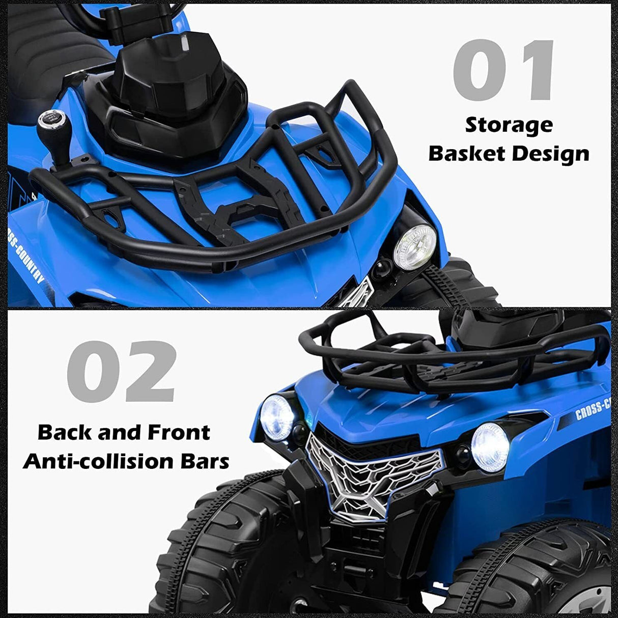 Electric 4-Wheeler ATV Quad Ride On Car for Kids with LED Lights and MP3 Player - 2 Speeds