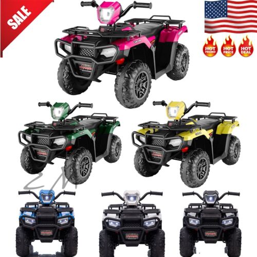 Electric 4-Wheeler ATV Quad Ride-On Car for Kids with LED Lights and MP3 Player - Perfect Gift for Boys and Girls (12V)