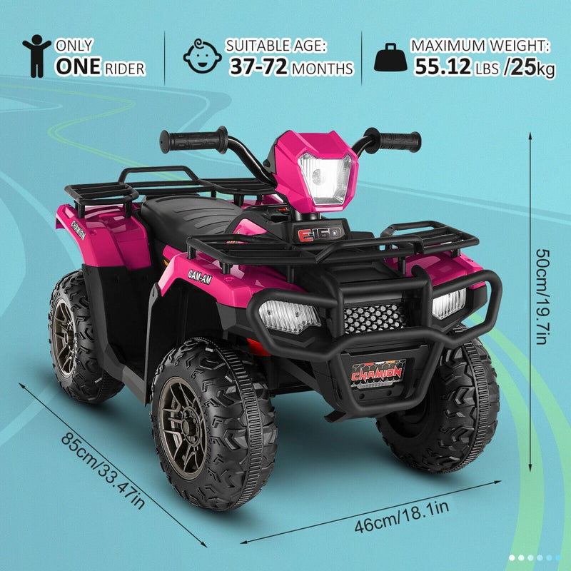 Electric 4-Wheeler ATV Quad Ride-On Car for Kids with LED Lights and MP3 Player - Perfect Gift for Boys and Girls (12V)