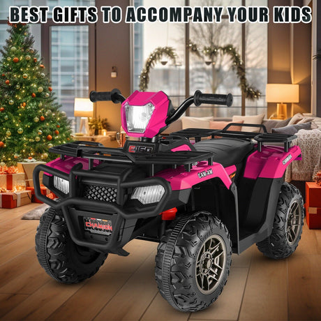 Electric 4-Wheeler ATV Quad Ride-On Car for Kids with LED Lights and MP3 Player - Perfect Gift for Boys and Girls (12V)
