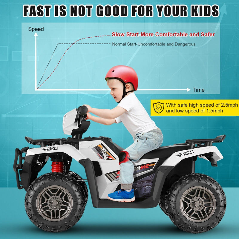 Electric 4-Wheeler ATV Quad Ride-On Car for Kids with LED Lights and MP3 Player - Perfect Gift for Boys and Girls (12V)