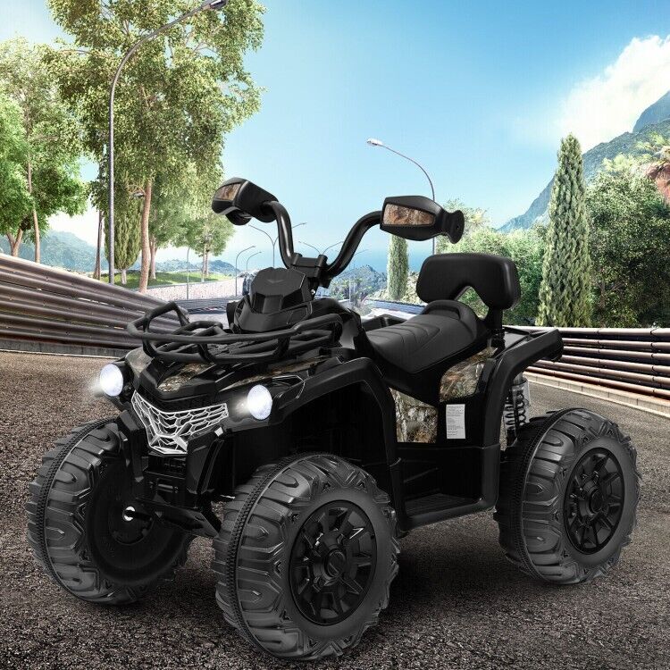 Electric 4-Wheeler ATV Ride-On Toy for Kids with MP3 and Headlights - Black
